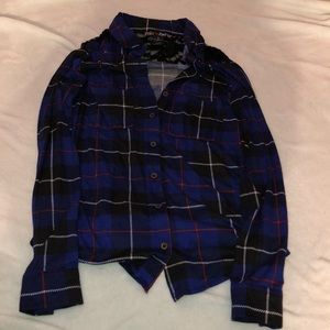Medium Blue black and red womens flannel with lace